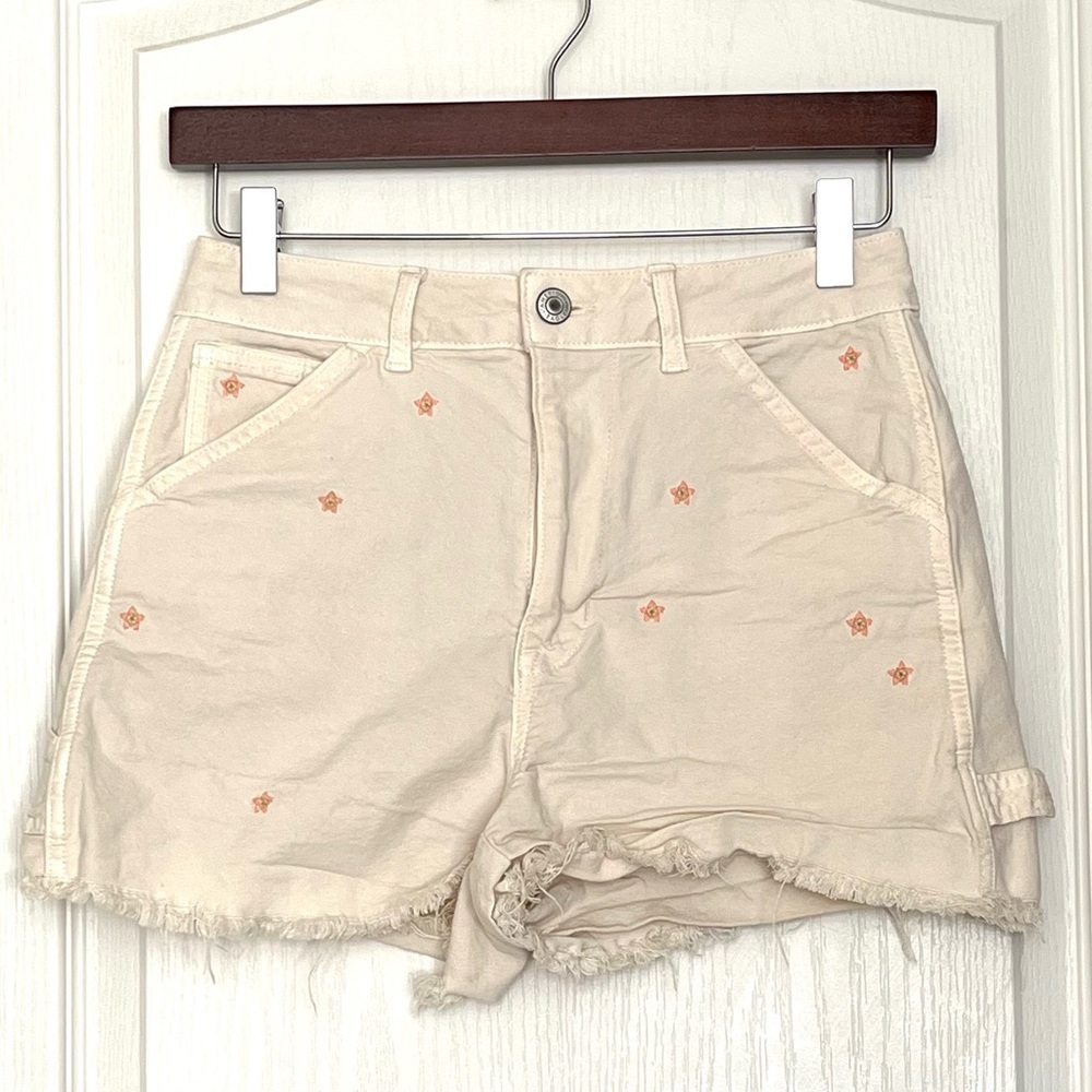 American Eagle Outfitters Cream Jean Shorts Sz 26 Y2K 90s Revival Cargo Festival